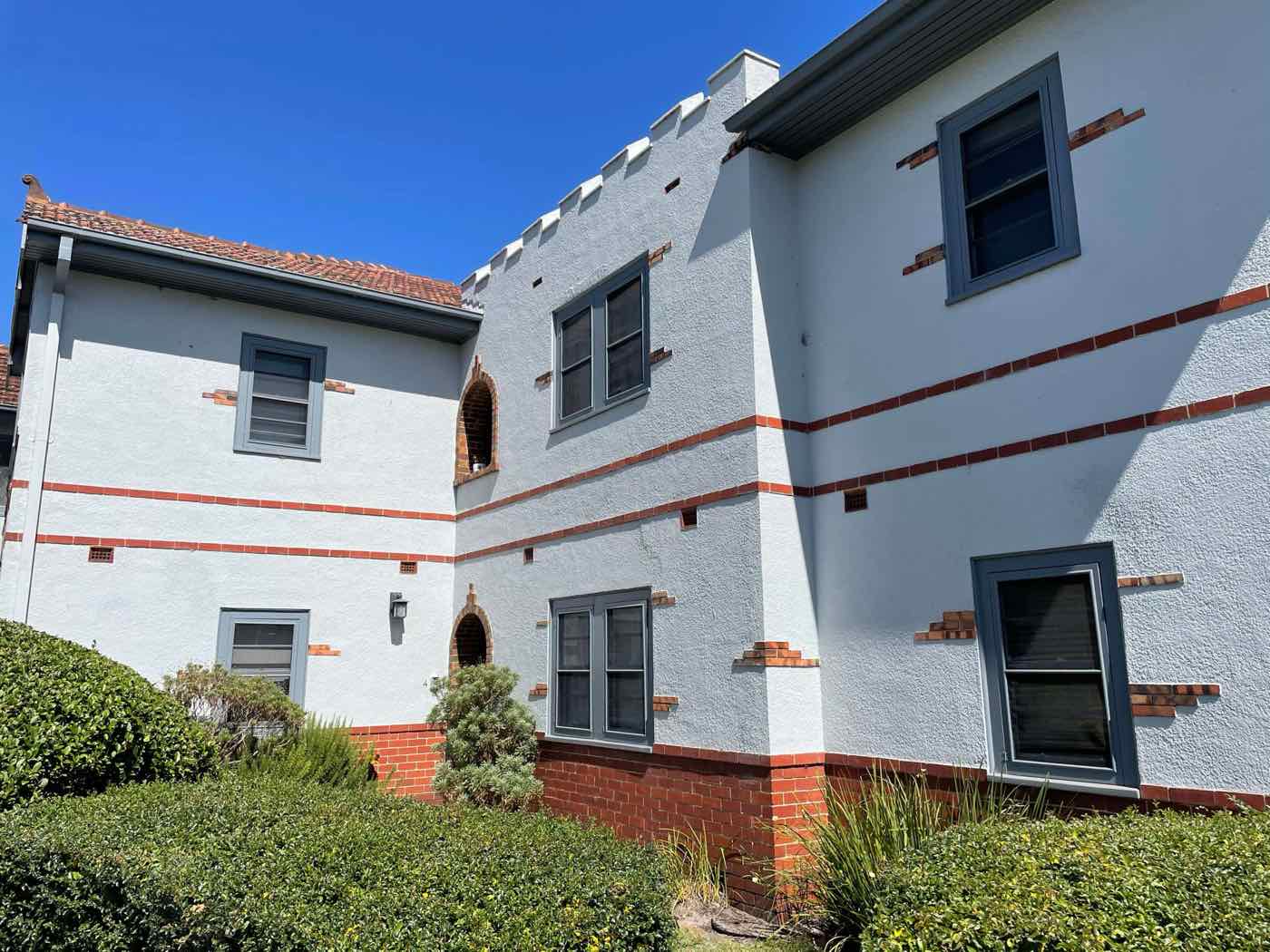 Freshly painted exterior of a Melbourne apartment building