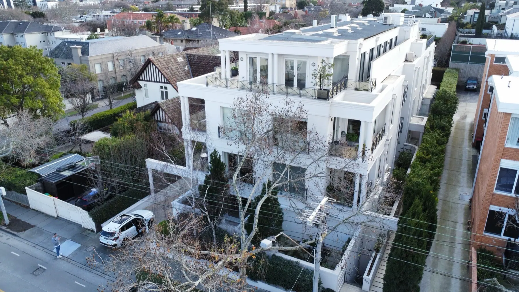 Completed exterior maintenance viewed from Toorak Road, South Yarra
