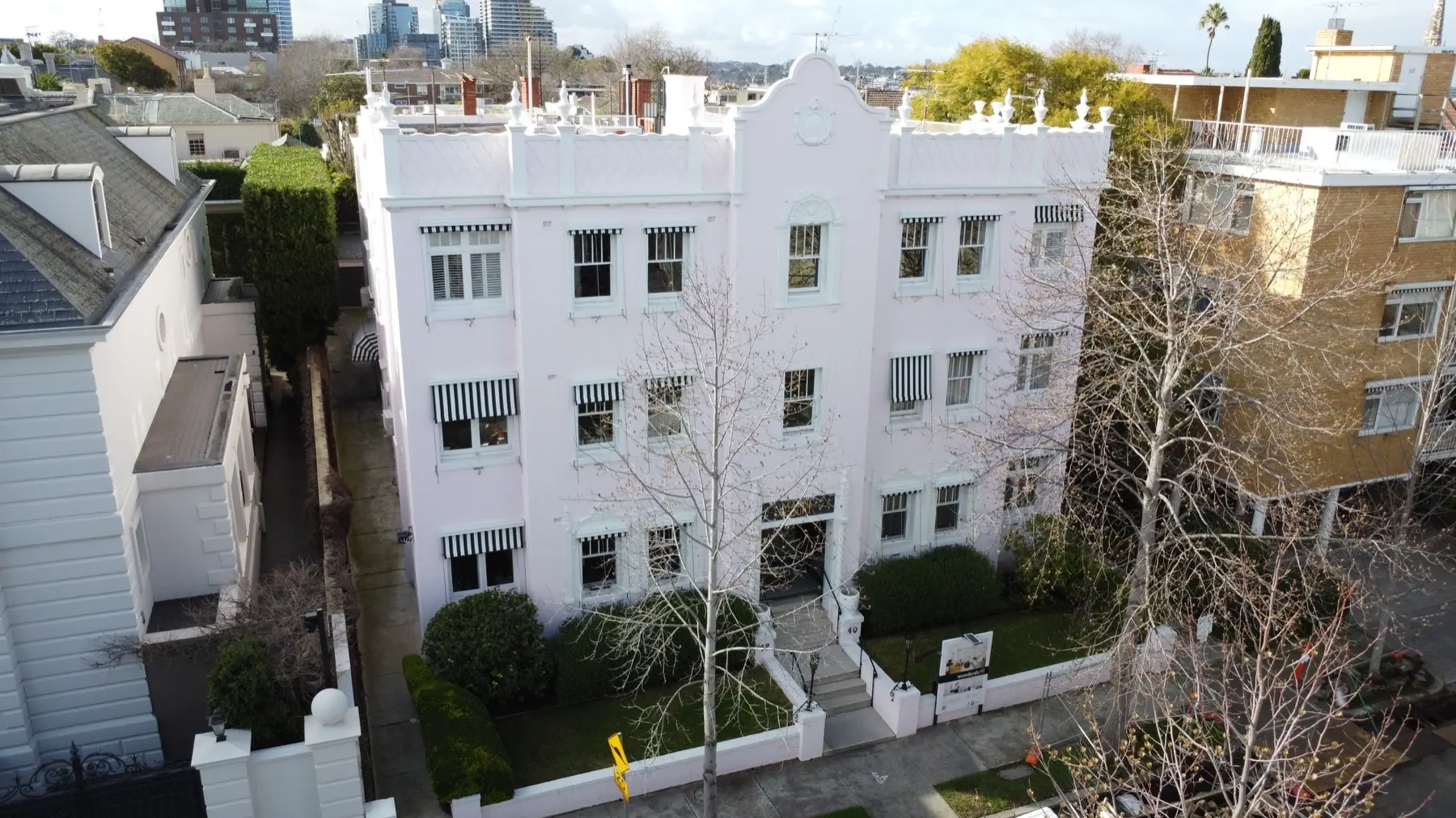 Completed heritage painting and window replacement at 40–42 Marne Street, South Yarra